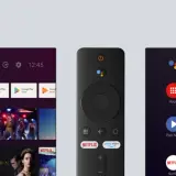 Pilot do Mi Box, jak zainstalować przeglądarkę. Ekran główny z aplikacjami YouTube, Netflix, Prime Video i Google Play.