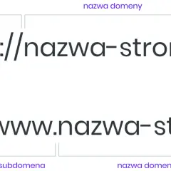 Schemat adresu URL z rozszerzeniem .pl, wskazującym, że domena co jaki kraj jest polska.