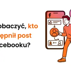 Dowiedz się, jak sprawdzić, kto udostępnił post na Facebooku. Ilustracja pokazuje mężczyznę wskazującego na ekran telefonu z ikonami profili.