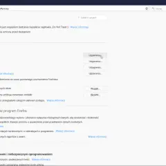 Ustawienia przeglądarki Firefox: jak włączyć sprawdzanie lokalizacji. Kliknij "Ustawienia" przy "Położenie", aby zarządzać uprawnieniami.