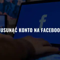 Chcesz wiedzieć, jak dezaktywować konto na Facebooku? Na ekranie laptopa widnieje logo Facebooka i pytanie "Jak usunąć konto na Facebooku?".