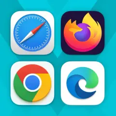 Ikony przeglądarek Safari, Firefox, Chrome i Edge. Która przeglądarka najszybsza? Sprawdźmy!