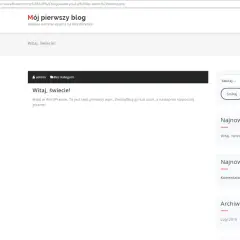 Panel administracyjny WordPress z menu po lewej i podglądem strony głównej bloga po prawej.