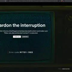 Błąd M7701-1003 na Netflixie. Aby rozwiązać problem, jak zaktualizować Widevine Content Decryption Module, odwiedź chrome://settings/content/protectedContent.