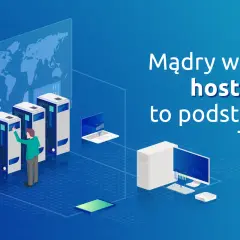 Mądry wybór hostingu to podstawa! Człowiek zarządza serwerami, gdzie domena i hosting tworzą fundamenty cyfrowego świata.