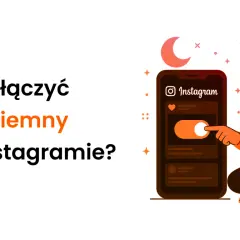 Chcesz wiedzieć, jak zmienić Instagram na czarny? Ilustracja pokazuje, jak włączyć tryb ciemny na Instagramie, z ikoną księżyca i gwiazd.