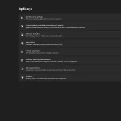 Ekran ustawień Windows z menu po lewej i sekcją "Aplikacje" po prawej.