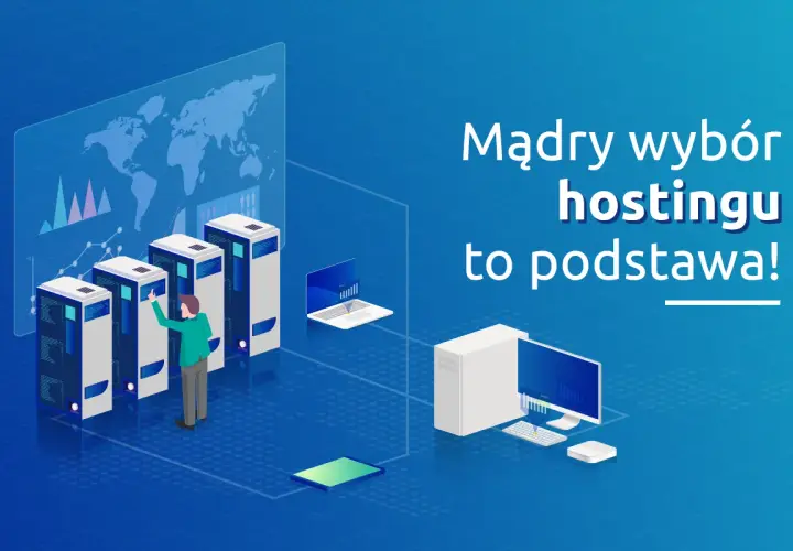Mądry wybór hostingu to podstawa! Człowiek zarządza serwerami, gdzie domena i hosting tworzą fundamenty cyfrowego świata.