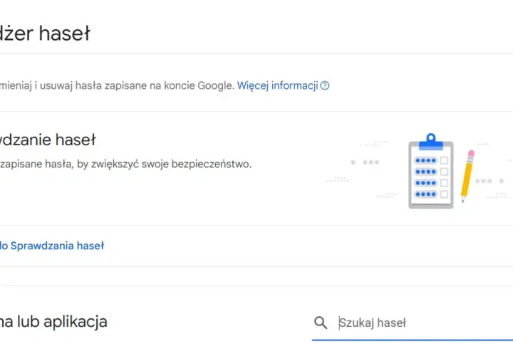 Menedżer haseł Google. Sprawdzanie haseł pomoże ocenić, czy zapisywanie haseł w przeglądarce jest bezpieczne.
