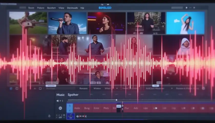 Edytor wideo z wizualizacją fali dźwiękowej. Dowiedz się, jak dodać muzykę do zdjęcia na Facebooku, tworząc dynamiczne klipy.