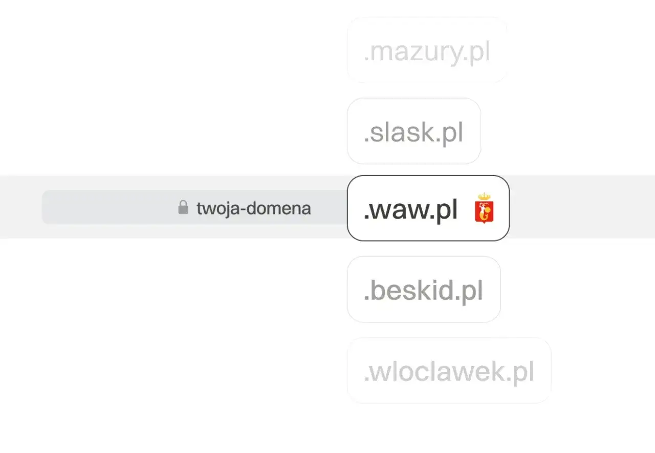Szukasz, gdzie zarejestrować domenę? Wybierz .waw.pl z herbem Warszawy lub inne regionalne propozycje.