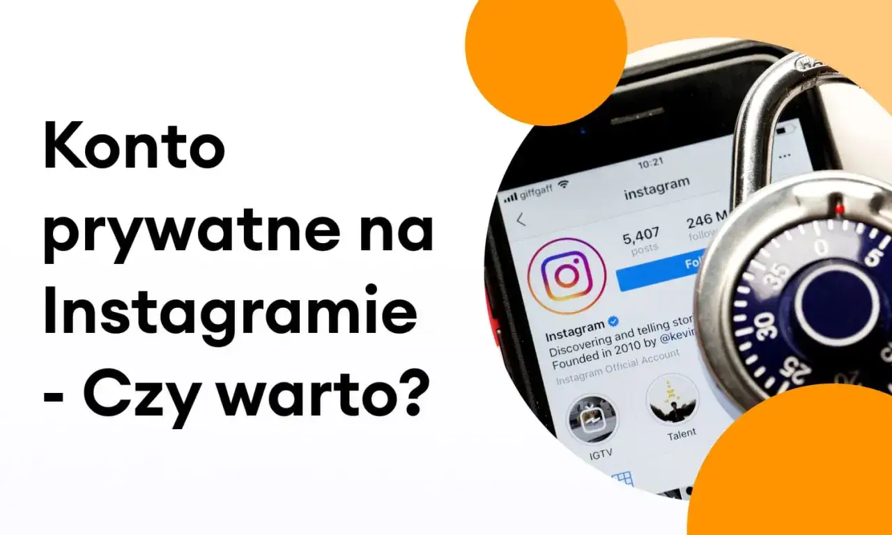 Jak zrobic prywatne konto Instagram? Widok telefonu z profilem Instagram i kłódką symbolizującą prywatność.