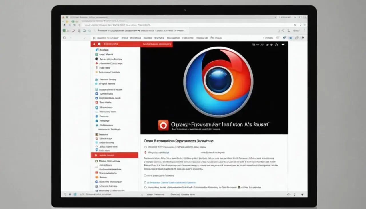 Instrukcja, jak zmienić język w przeglądarce Firefox, wyświetlona na ekranie laptopa.