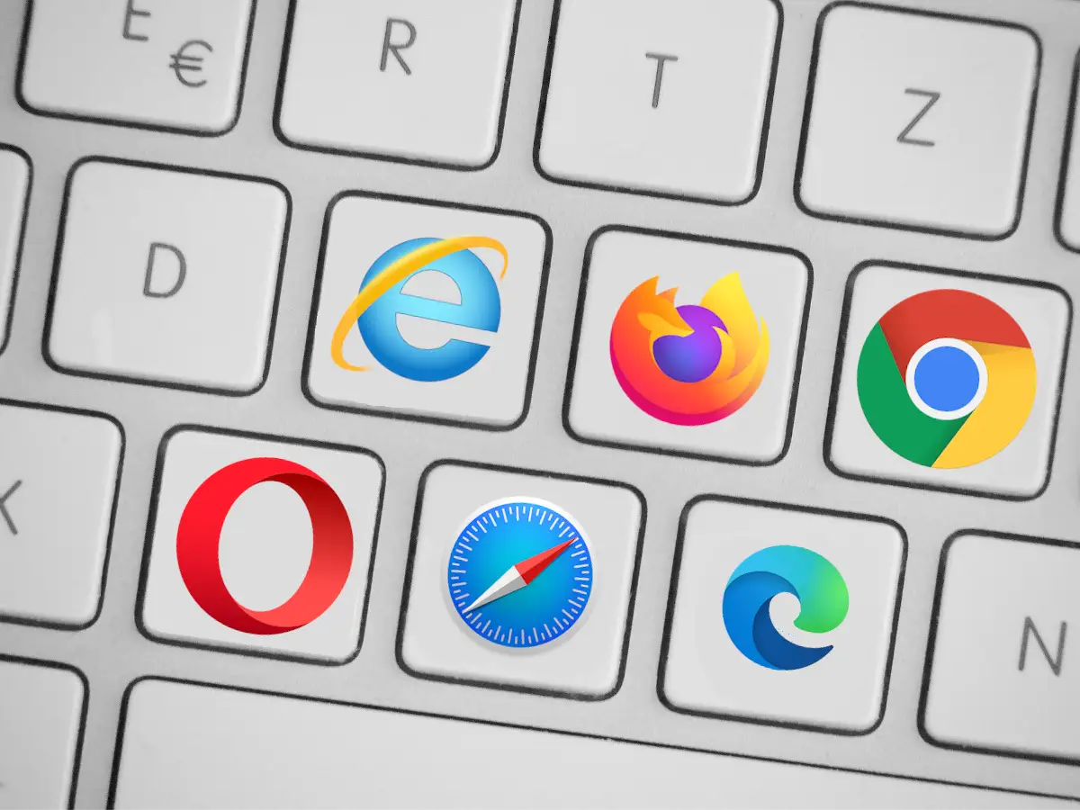 Ikony przeglądarek internetowych na klawiaturze pokazują, do czego służy przeglądarka internetowa: do surfowania po sieci.